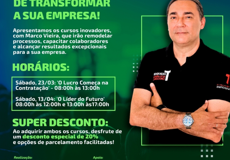 Potencialize sua liderança e aprimore suas contratações com os cursos da ACI Mococa em parceria com Marcos Vieira!